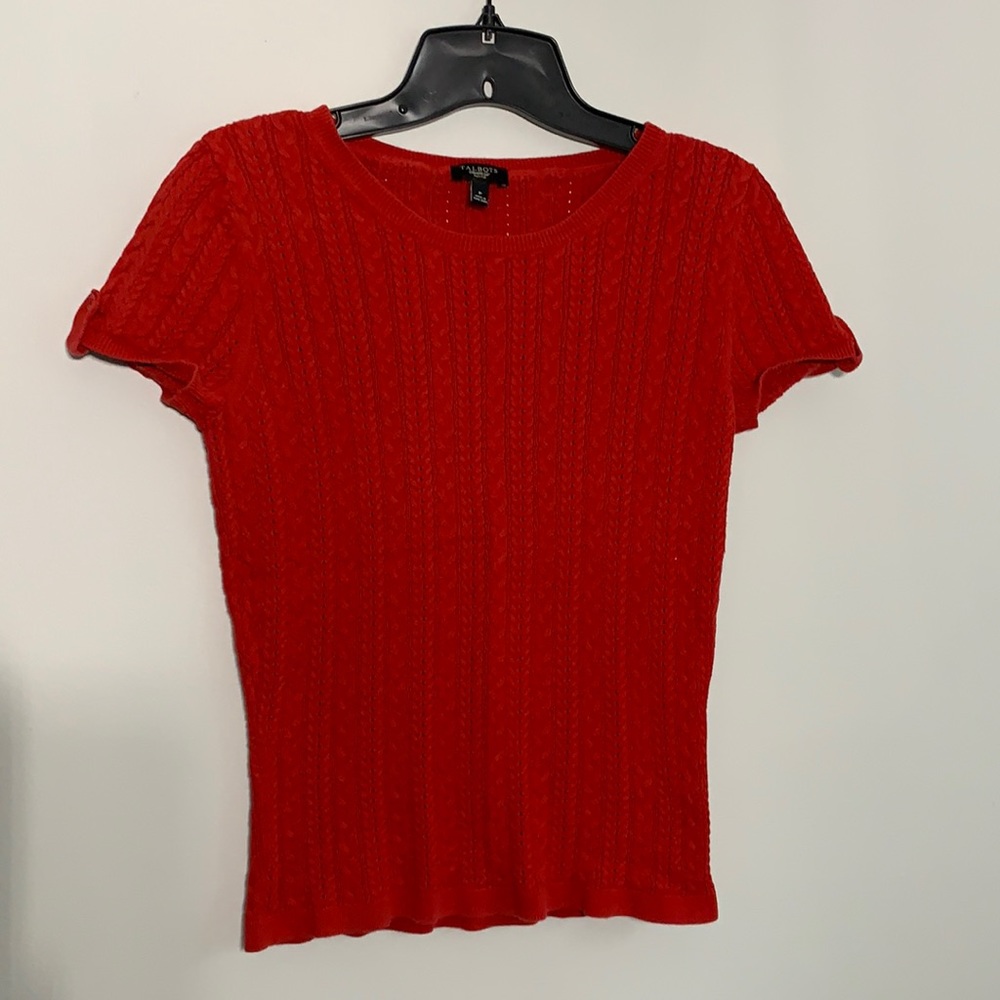 Talbots Red Short Sleeve Sweater